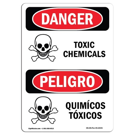 Signmission Safety Sign, OSHA Danger, 10" Height, Quimicos Toxicos, Bilingual Spanish OS-DS-D-710-VS-2045